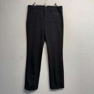 NYDJ Ryan Ponte Straight Stretch faux leather trim 10 Gray trousers style 11710